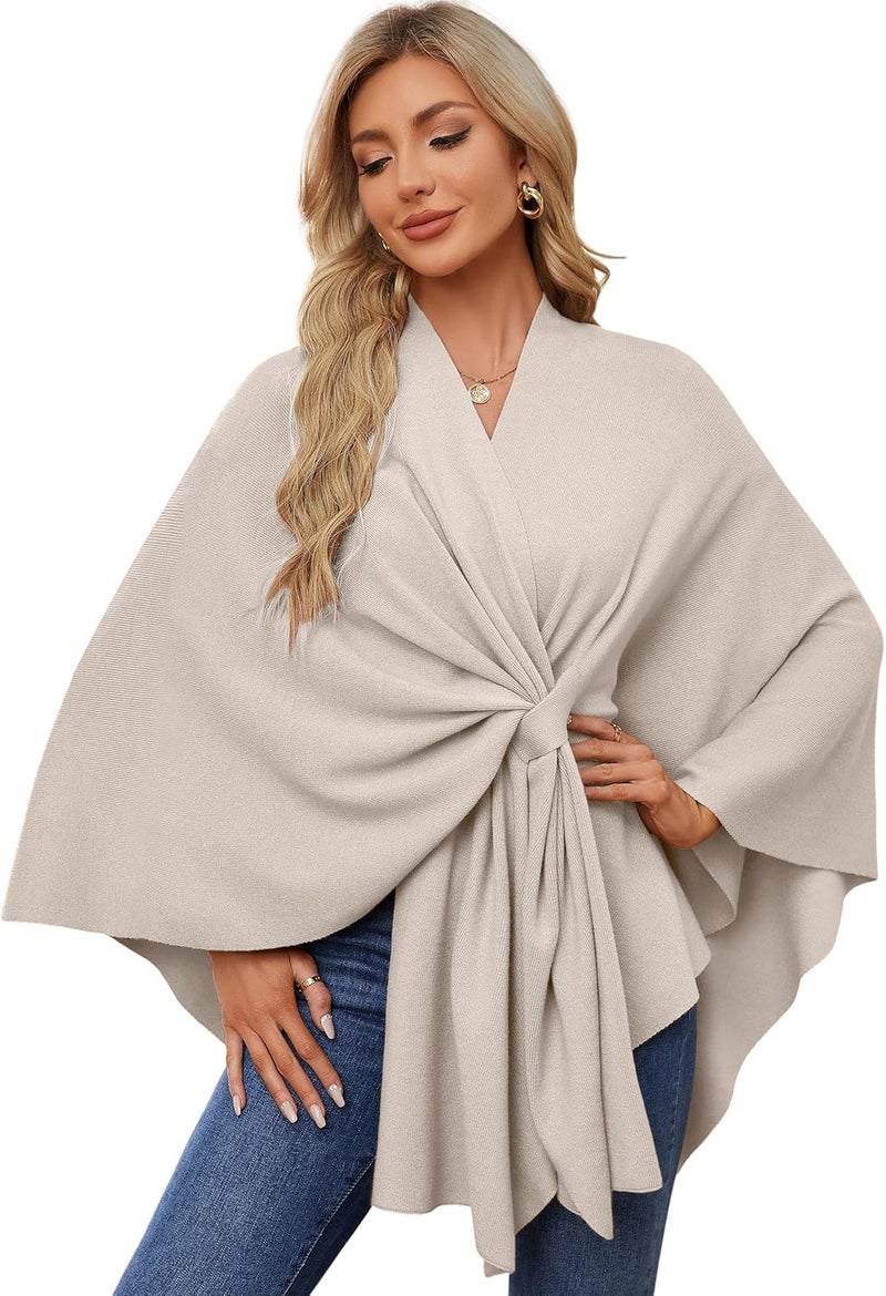 Puli Women's Elegant Shawl Wraps Soft Open Front Poncho Sweater for Spring Fall Winter - Image 1